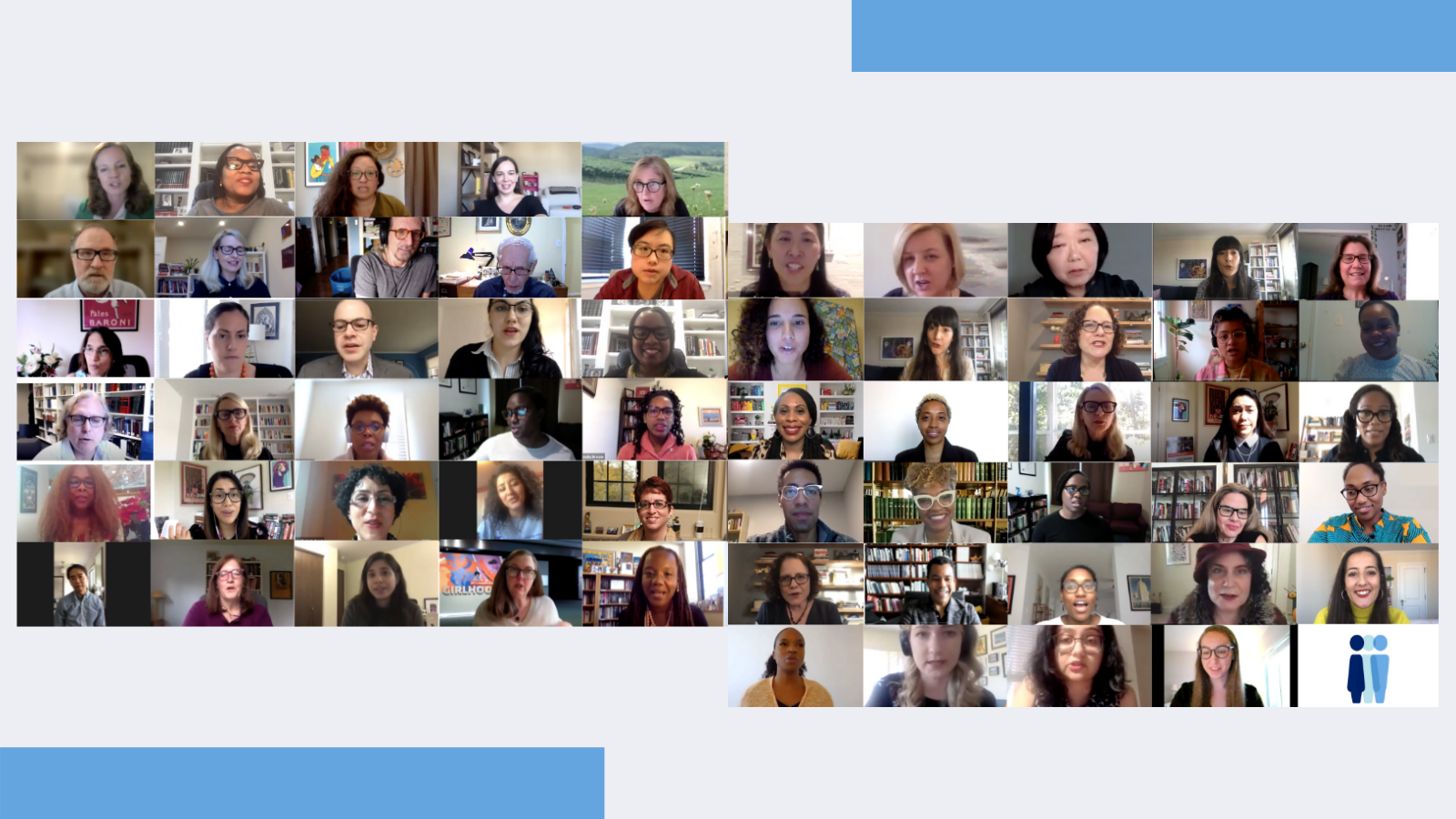 Mosaic of  60 people from 20-21 virtual events