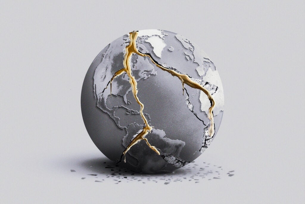 image of planet earth grey and gold