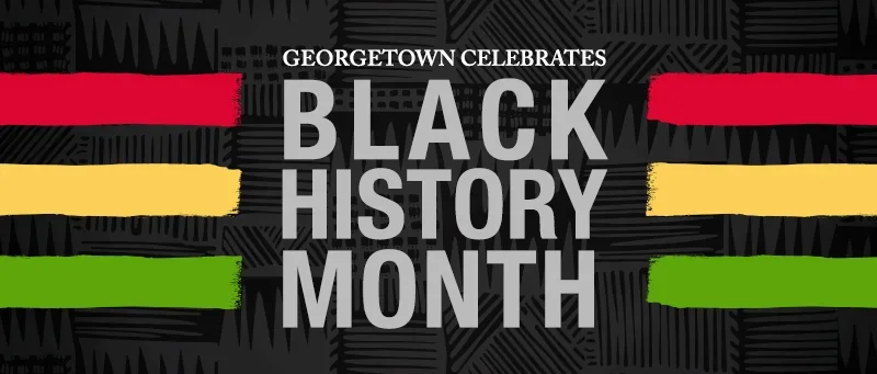 Black background, red, yellow and green stripes on sides of image, grey text in center: Black history Month