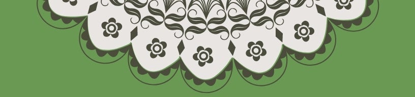 Decorative mandala pattern against a green background.