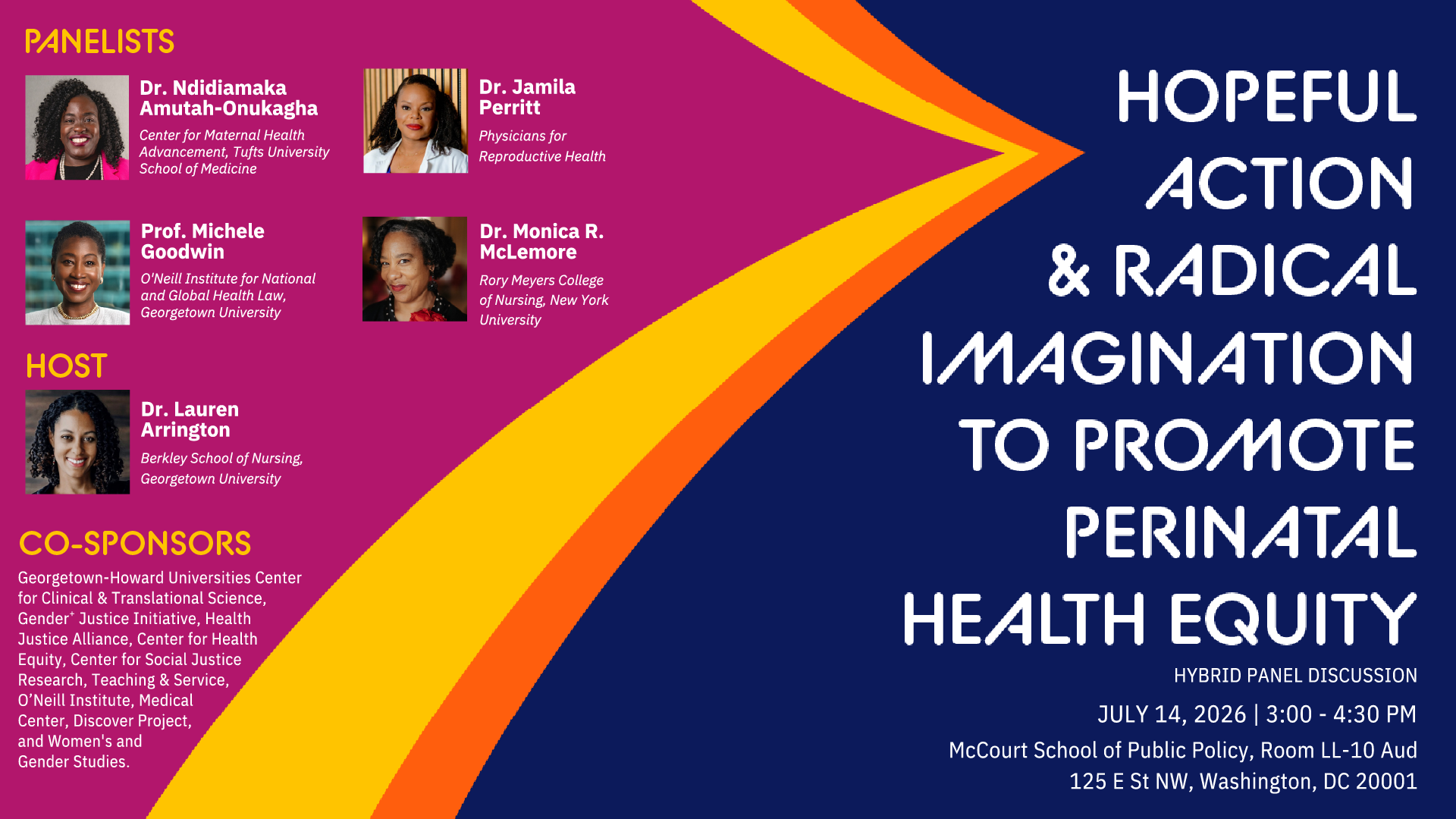 Flyer for a panel event titled "Hopeful Action and Radical Imagination to Promote Perinatal Health Equity."